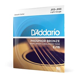 D'Addario | Phosphor Bronze | Cuerdas para Guitarra Acústica | Calibre Ligero, 12-53 | 6 Cuerdas | Bronce Fosforado | EJ16