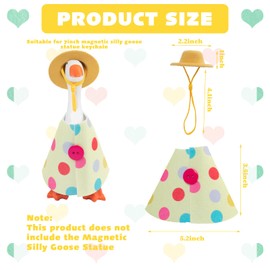 LUOHECAM 7 Inch Desk Goose Outfits Vibrant Polka Dot Cape Hat Set Mini Porch Goose Costume Magnetic Goose Statue Key Holder Clothes Tabletop Goose Accessory for Table Decor