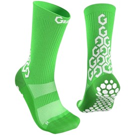 SENDA Gravity Pro Grip Socks with Non-Slip Technology, Unisex, Crew Length, Green, Medium