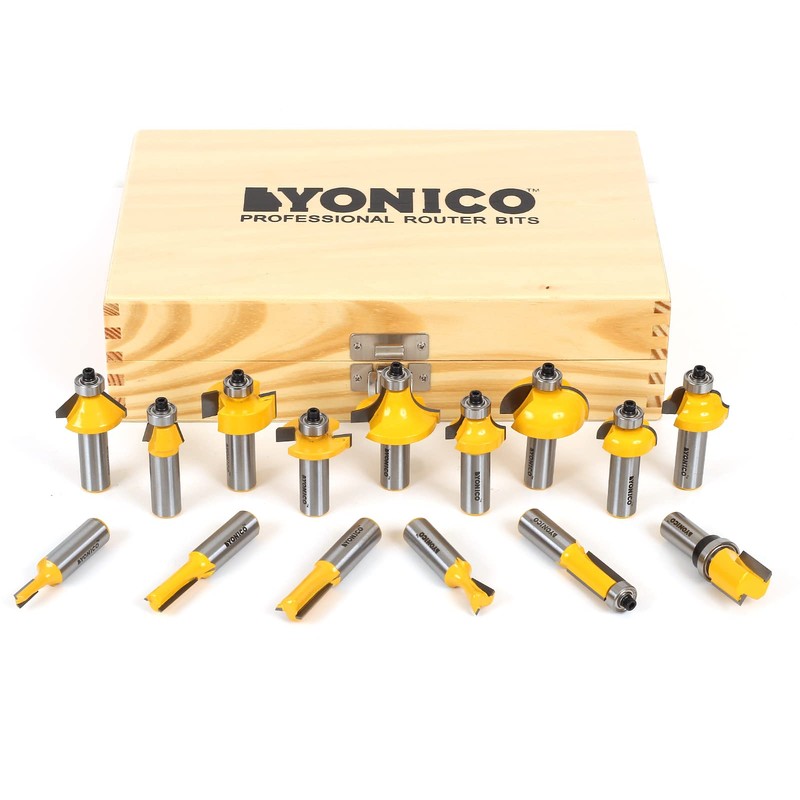 YONICO Router Bits Set 15 Bit 1/2-Inch Shank 17150 Professional