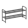 MWQ 2 Tier Shoe Rack Organizer for Closet, Stackble, Black