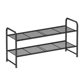 MWQ 2 Tier Shoe Rack Organizer for Closet, Stackble, Black