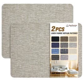 Coarse Linen Repair Patches, Self-Adhesive Linen Fabric Patches, 8X11 inch 2 PCS, Multi Color, Can be Used for Linen Sofa Repair and Linen Clothes Repair(8" x 11"-2PCS,Cream-Gray 1.0)