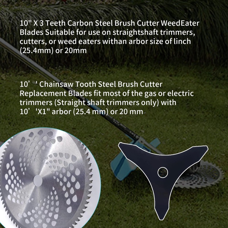 10" x 3 Teeth Carbon Steel Brush Cutter Blades,10" x