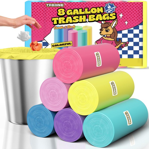 T.FORING 8 Gallon Trash Bags Colored - 150 Count Medium