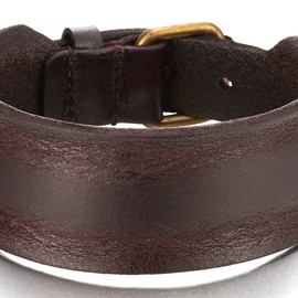 COOLSTEELANDBEYOND Unique Leather Bracelet for Men Women Boys Punk Rock Bangle Brown Leather with Buckles, Leather, Non-applicable
