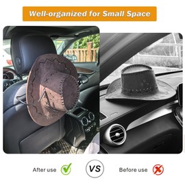2 Pack Cowboy Hat Rack for Car Truck Accessories for Men Women Hats Holder for Automotive Seat Back Storage Hooks for Hardhat Baseball Caps Christmas Gifts - Suitable for Wide Brim(Below 5inches)