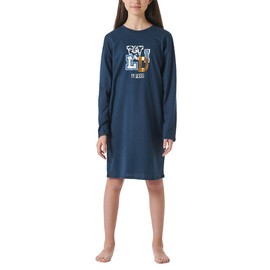 Schiesser Girls' Nightdress - 100% Organic Cotton - Size 140 to 176, Blue_181972