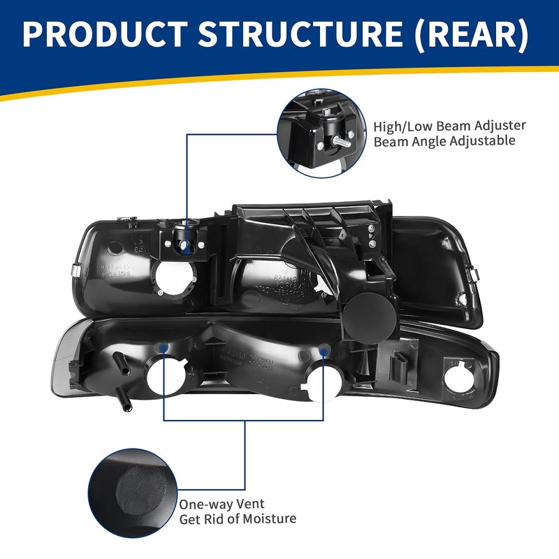 AUTOSAVER88 Headlights Assembly Compatible with 1999-2002 Chevy Silverado / 2000-2006