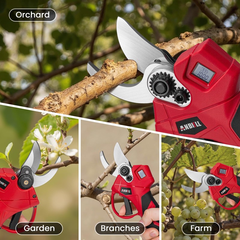 Upgraded Electric Pruning Shears, 1.6" Cutting Diameter Cordless Powered Pruner