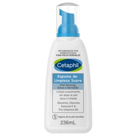 Cetaphil Espuma de Limpieza Suave, Limpia Suavemente sin Dejar la Piel Seca Formulada para Uso Diário Recomendada por Dermatólogos para Piel Sensible - 1 pieza de 236ml