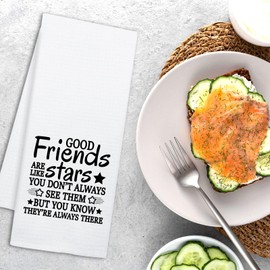 NAHMAKNE Funny Good Friends Kitchen Towels, Good Friends are Like Stars, Decorative Dish Towels for Kitchen, Friendship Gifts for Women, Sweet Housewarming Gifts for Hostess Housewife Sister Bestie