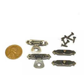 endlessparts 4 Sets 30mm x 18mm Antique Latch Hook Hasp Bronze Small Box Mini Hinges E19