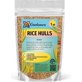 Gardenera Organic Rice Hulls - Improve Soil Texture and Nutrient Retention - Best for House Plants and Chicken Bedding - 1 QUART