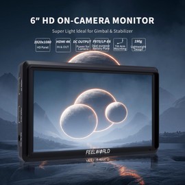 FEELWORLD S55 6 inch Camera DSLR Field Monitor Small Full HD 1920x1080 IPS LUT Video Peaking Focus Assist with 4K HDMI 8.4V DC Input Output Professional Video Accessories