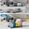GAGUIUP Food Container Lid Organizer, Adjustable 6 Dividers Full-Metal Pot