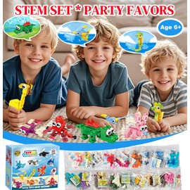 VEMBAP 24 Pack Party Favors for Kids, Mini Animal Building Blocks Set, Classroom Prizes, STEM Learning Toys,Easter Basket Stuffers, Birthday Gifts