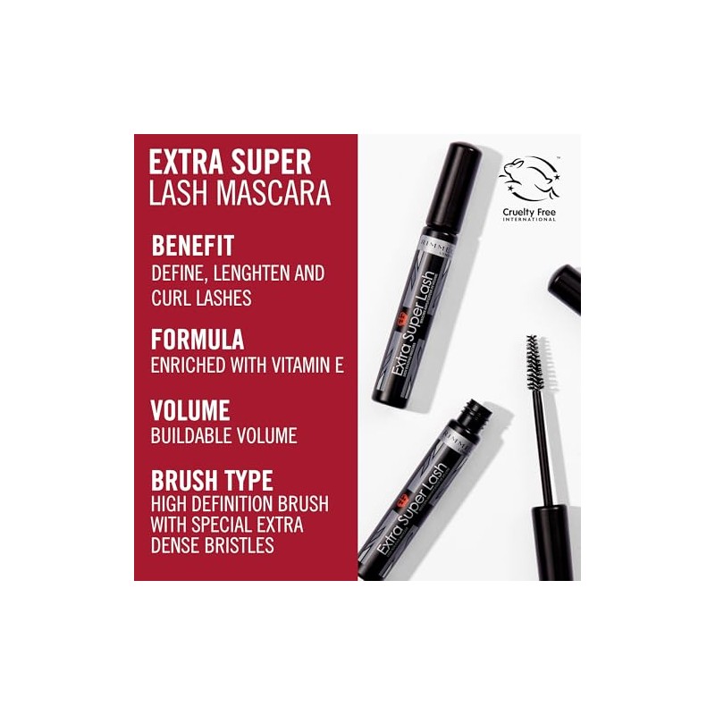 Rimmel Extra Super Lash Mascara, Black, 0.27 Fluid Ounce