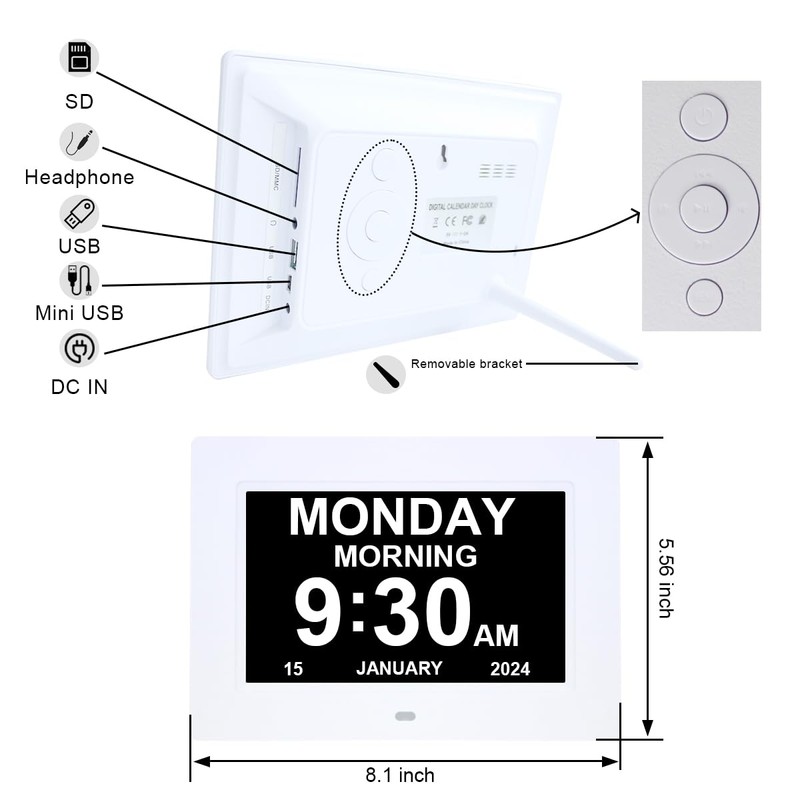 ybest 7 Inch Extra Large Day Date Time Digital Day