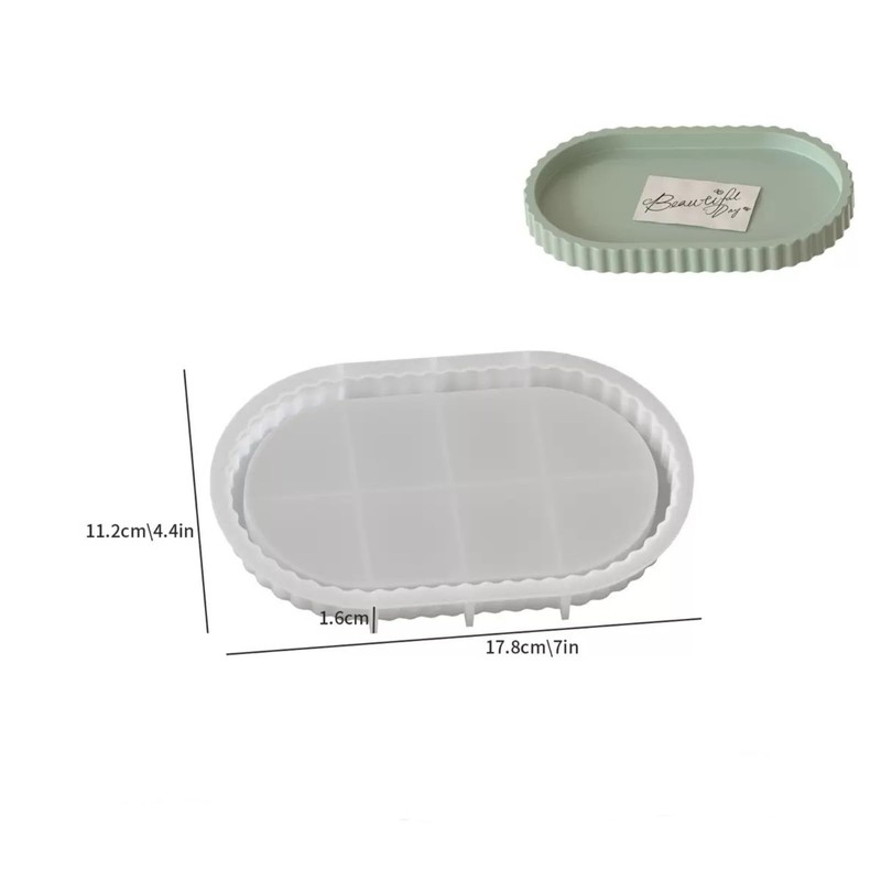 Oval Silicone Tray Mould with Flower Edges for Jewelry Holder
