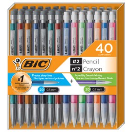 Bic Mechanical Pencil #2 EXTRA SMOOTH, 40 Pack Of Twenty 0.5mm, and Twenty 0.7 mm - Assorted Colored Barrels - Variety Pack of Bic Lead Pencils