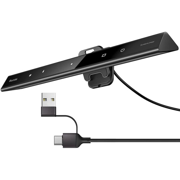 Quntis Monitor Light, Notebook, Bar Light, 10.2 inches (26 cm), Clip Type, CRI≥95 High Color Rendering 4 Levels of Dimming and Toning, Stepless Dimming, Space Saving, For Home Work, Study, Entertainment, PC Work, Overtime, Compatible with 0.04 - 0.6 inch