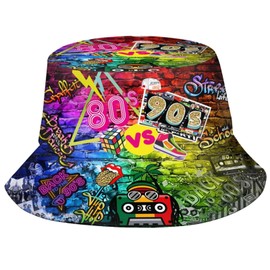 80s 90s Outfit for Women Men, 80s 90s Bucket Hats Fashion Sun Cap Packable Outdoor Rave Accessories Fisherman Hat for Women Men
