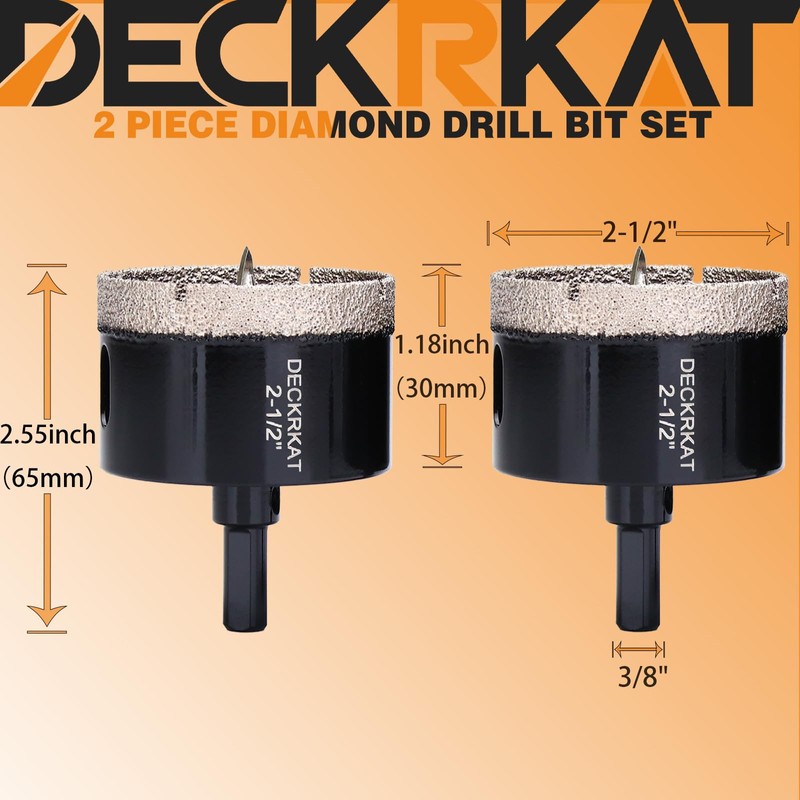 2-1/2 Inch Diamond Hole-Saw Bits with Pilot Drill Bit -