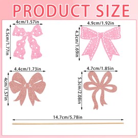 loghohu 24Pcs Bow Cupcake Toppers, Bow Themed Party Decorations Baby Shower Cupcake Toppers Girl for Bridal Engagement Wedding Bachelorette Bow Birthday Party Decoration