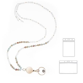Teacher Lanyards for ID Badges and Keys, Retractable Beaded Lanyards for Women Natural Stone, Cute Lanyard High-Performance (BH-06-lc)