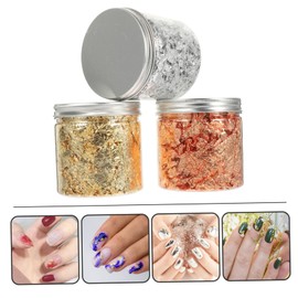 Minkissy 3pcs 3 Shiny Nail Art Foil Pieces Glitter Nail Painting Flakes 3 Bottles