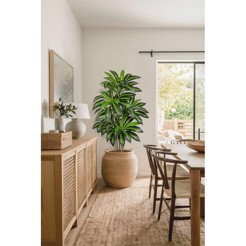 5FT Tall Artificial Dracaena Tree, Lifelike Faux Indoor Fake Floor