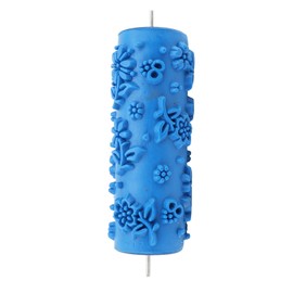 5 Inch Decorative Paint Roller, Reusable Rubber Texture Roller with Flower Patterns Washable for Wall Door Cabinet DIY Art Faux Finish Furniture Makeover (Blue)