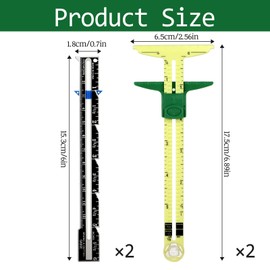 4 Pcs Sewing Gauge 5-in-1 T-Shaped Sliding Gauge Sewing Ruler Fabric Quilting Tool Measuring Ruler Set for Knitting Crafting Measuring