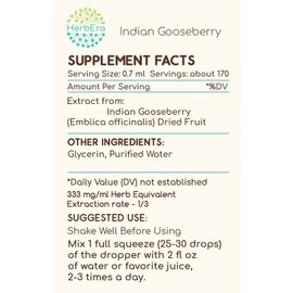 HerbEra Indian Gooseberry B120 Alcohol-Free Herbal Extract Tincture, Super-Concentrated Indian Gooseberry (Emblica officinalis) Dried Fruit (4 Fl Oz)
