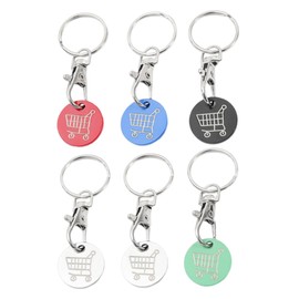 BUGUUYO 6pcs Trolley Token Keychains Coin Keyring for Shopping Cart Grocery Use Pendant with Multi Functionality for Family Members