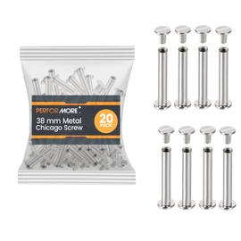 20 Pack of Silver Aluminum Screw Posts, 38mm Metal Chicago Screw Post Binding Screws for Scrapbooking, Photo Albums, Binding, Leather Screw Nail Rivet Button Solid Belt Tack Screw