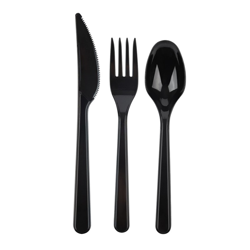 PlasticPro 200 Pack Heavy Weight Plastic Forks Black Disposable Forks