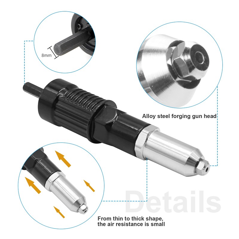 Vkinman Pop Rivet Gun Adapter Kit, Professional Rivet Gun Adapter