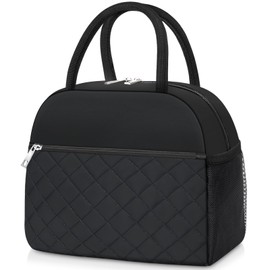 KUBYA Lunch Bag Lunch Box for Women Men Insulated Reusable Large Lunch Tote Bag Adult Leakproof Simple Cooler Bag for Office Work Picnic Beach or Travel, Black