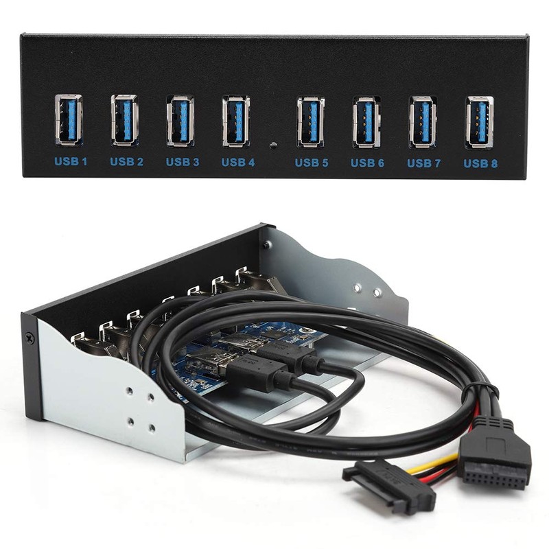 Panel Frontal Hub USB 3.0 de 8 Puertos, de 19