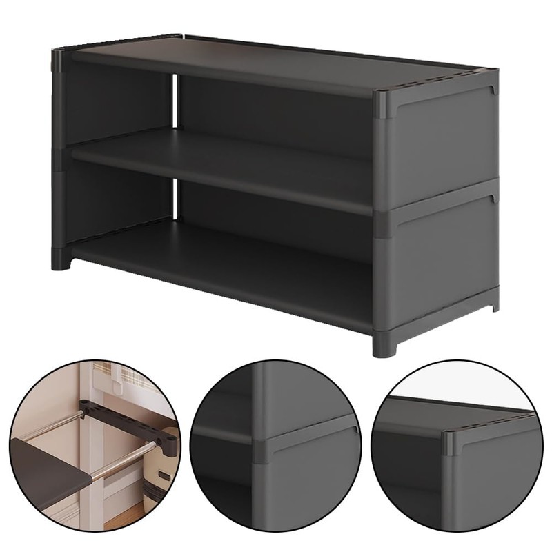Dormitory Shoe Rack, 3-Tier Small Shoe Rack for Closet and