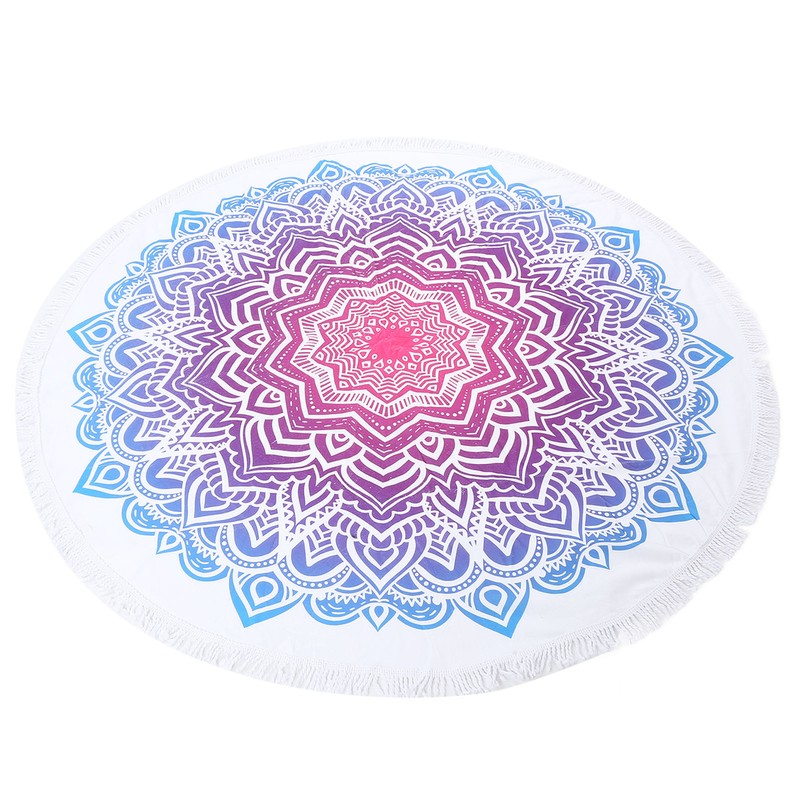 Round Beach Towel Blanket Circular Beach Tassels Blanket Oversized Picnic