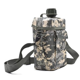 JFFCESTORE Military Canteen Squared Insulated Camouflage Bag Carrier Cover Canteen 2qt Capacity Water Bottle Pouch for Hiking Camping (ACU)