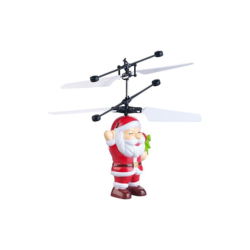 Simulus Flying Santa Claus, Self-Flying Helicopter Santa with Colourful LED