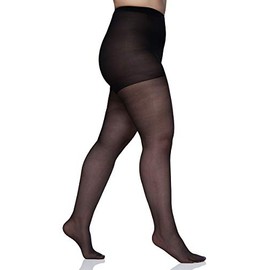 Berkshire Women's Plus-Size Queen Silky Sheer Support Pantyhose - Control Top Sandalfoot 4417, Fantasy Black, 1X-2X