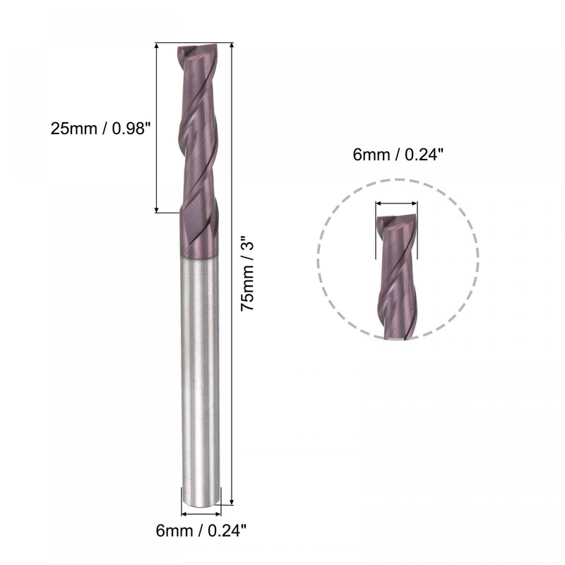 sourcing map Square Nose End Mill, 6mm Tip Dia Solid