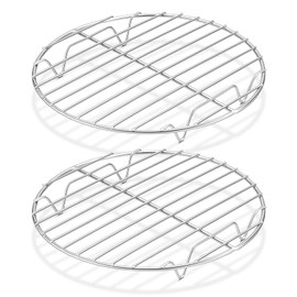 Cooling Rack Set of 2, Herogo Stainless Steel Round Wire Oven Racks for Cooling Baking Cooking Steaming, Rustproof & Smooth Edge, Oven & Dishwasher Safe, Metal Silver (19 cm)