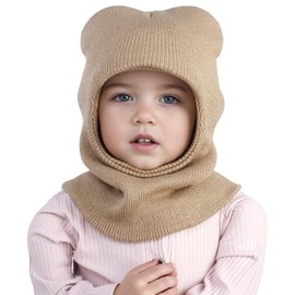 YATEEN Baby Winter Hat Scarf Set Kids Warm Windproof Knit Hood Fleece Hat Khaki