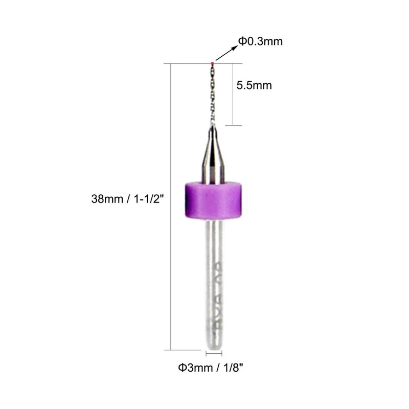 TA-VIGOR 20Pcs Micro Drill Bit 0.3mm, Purple PCB Drill Bits